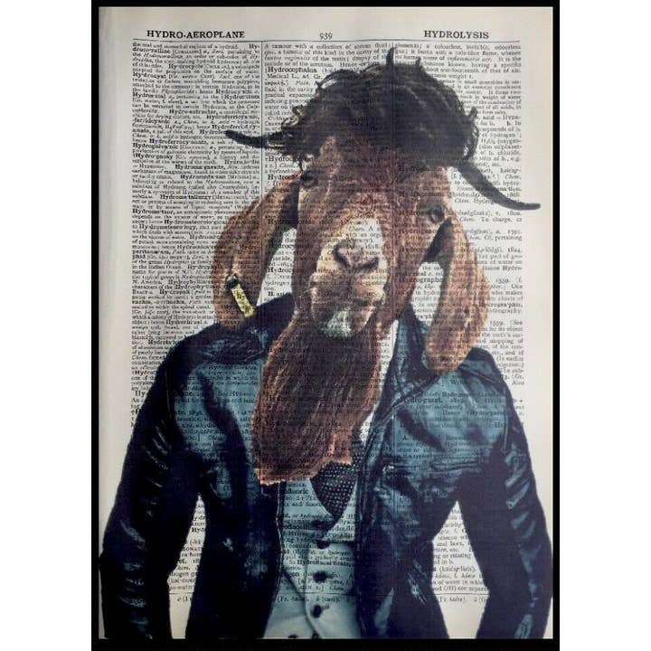 Goat Dictionary Wall Art Print - Quirky Animal Wall Print for wholesale by Parksmoonprints