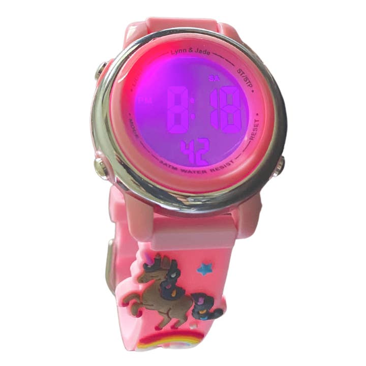 Unicorn 3D and LED Kids Watch for wholesale by Lynn and Jade