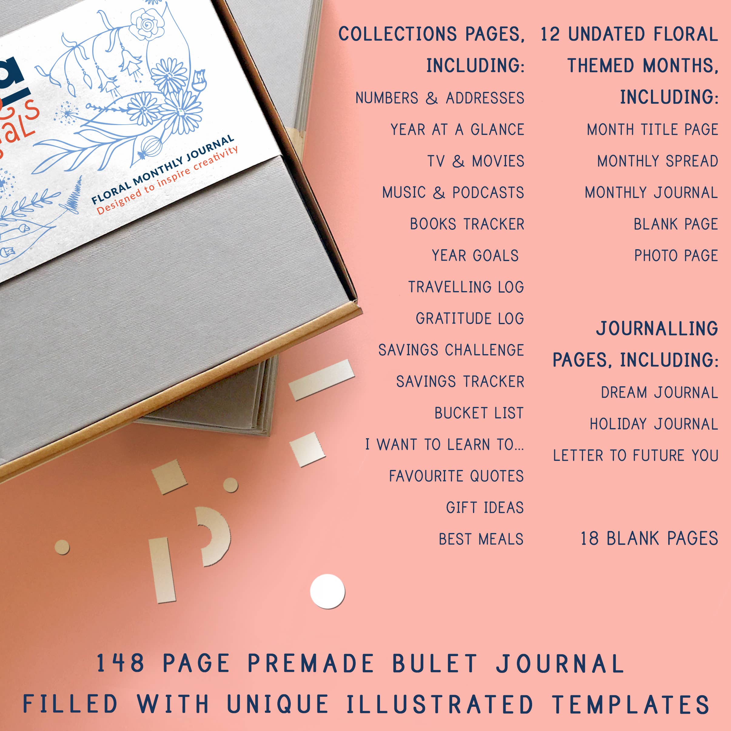 LILLA Journals – wholesale Journal/diary – Inspiring Monthly Bullet Journal | Undated illustrated diary3