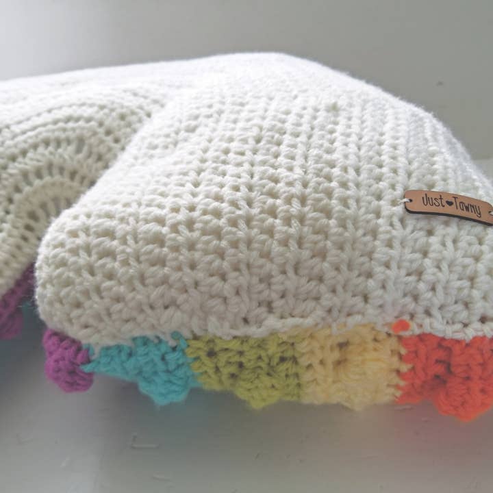 Just Tawny - Wholesale Throw/Decorative Pillow - Roy Gee Biv - Large Rainbow Crochet Pillow3