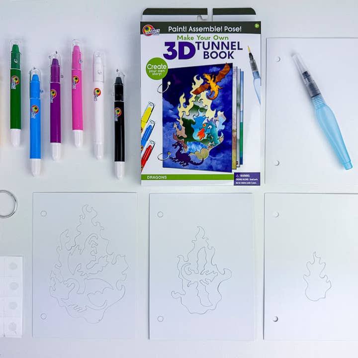 EyeConnect Crafts - Wholesale DIY Craft Kit - Kids - 3D TUNNEL BOOK (MEDIUM): Dragons2