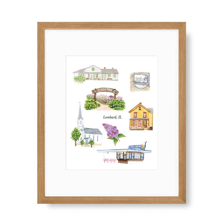 Lombard Historic Landmarks Art Print for wholesale by Kathryn Voss Design