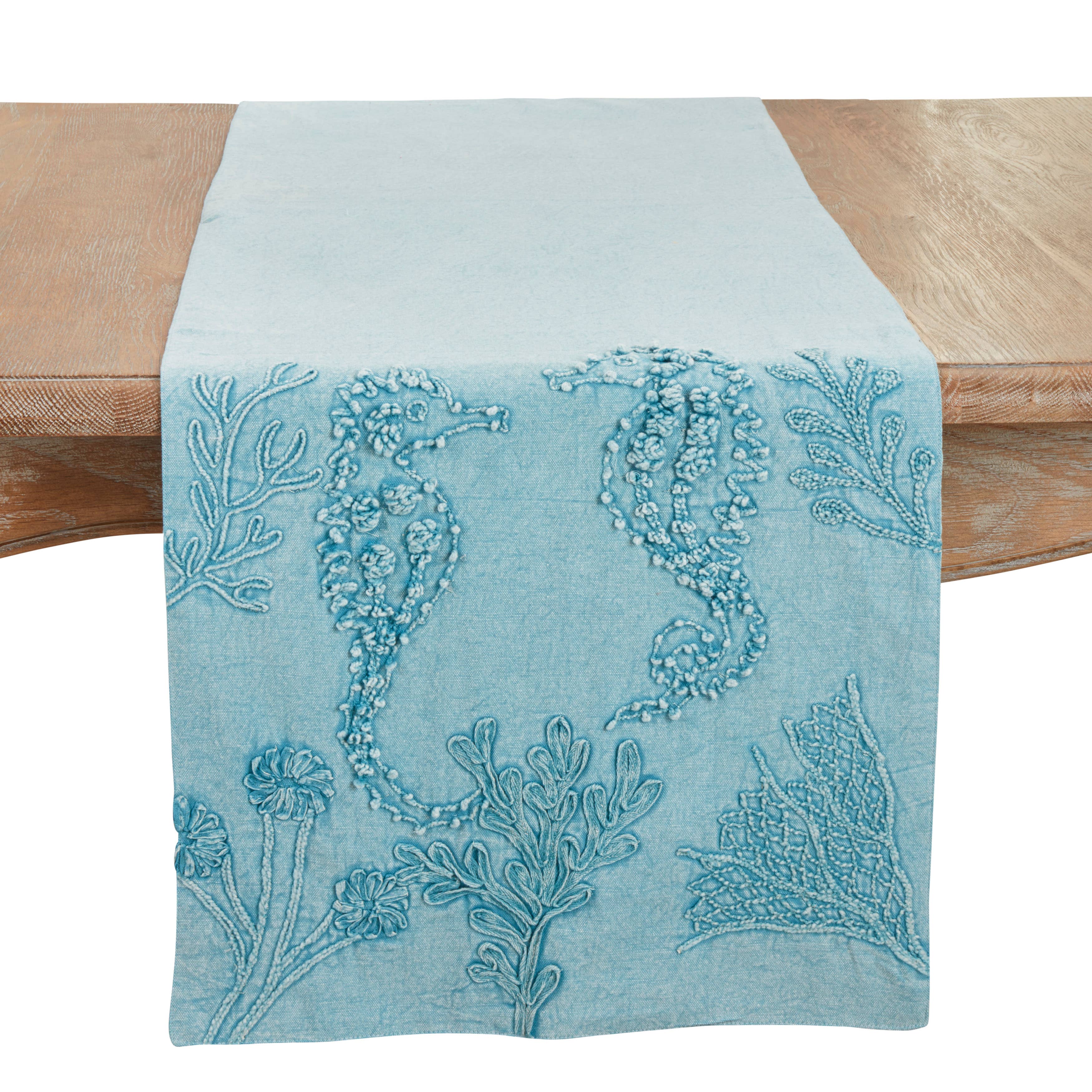 bleu Chemin de table Seashore Stonewashed Detail en vente sur Faire0