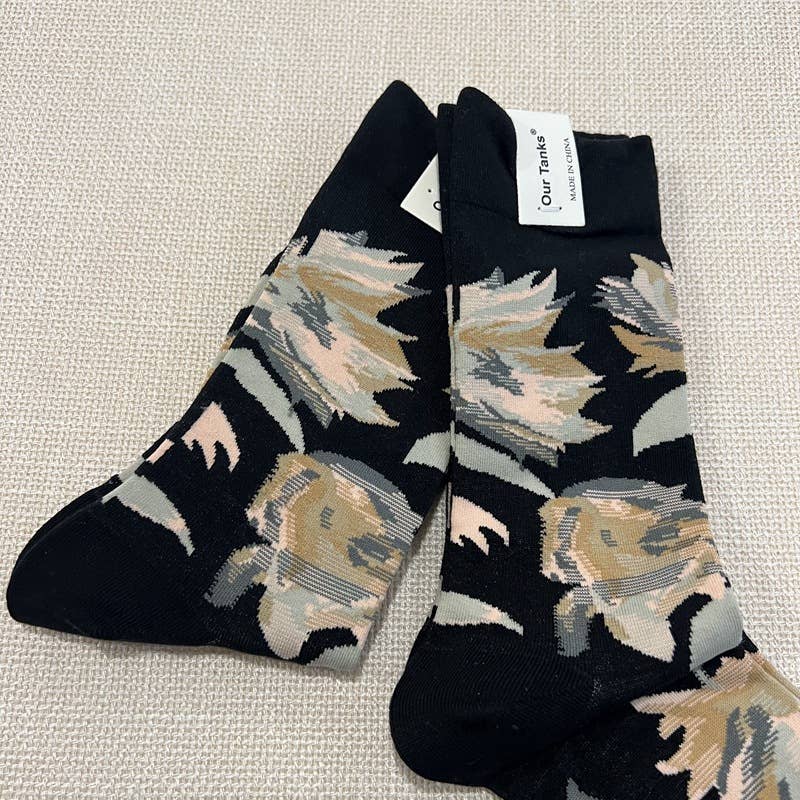 Tourtiwi - Wholesale Socks - Unisex - Oil painting style animal flower print socks26