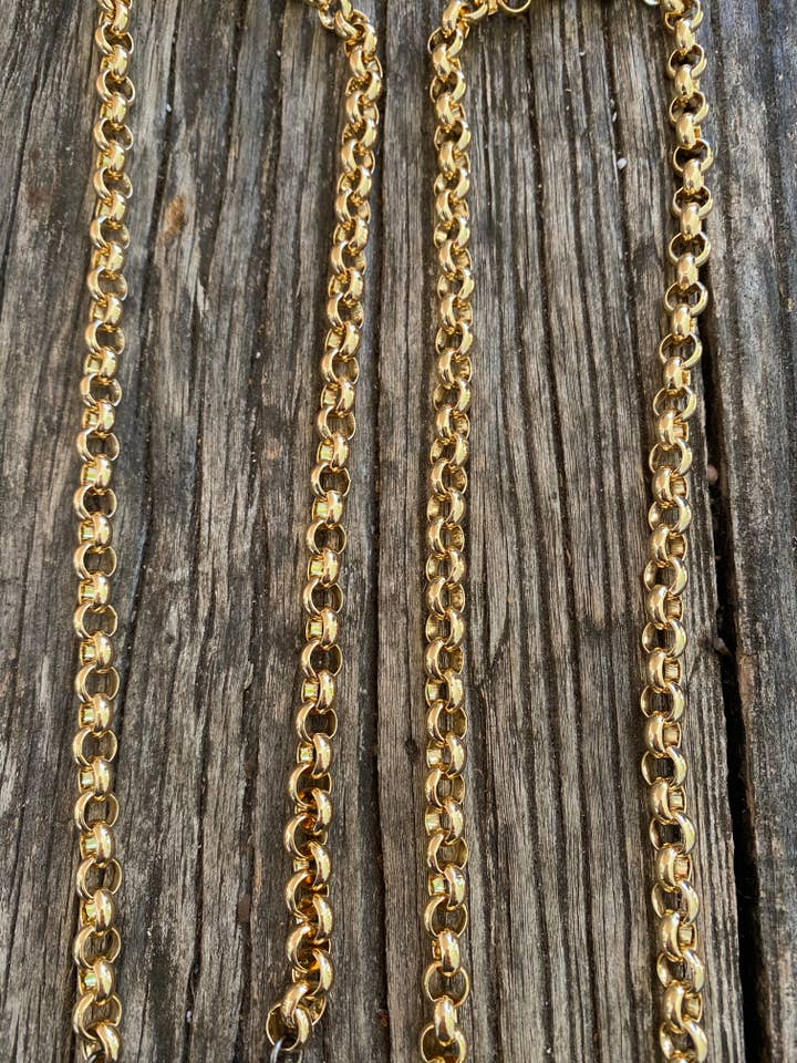 Corrente rolo ouro robusto com fecho de diamante pave grande por atacado de ILISSA MICHELE JEWELRY