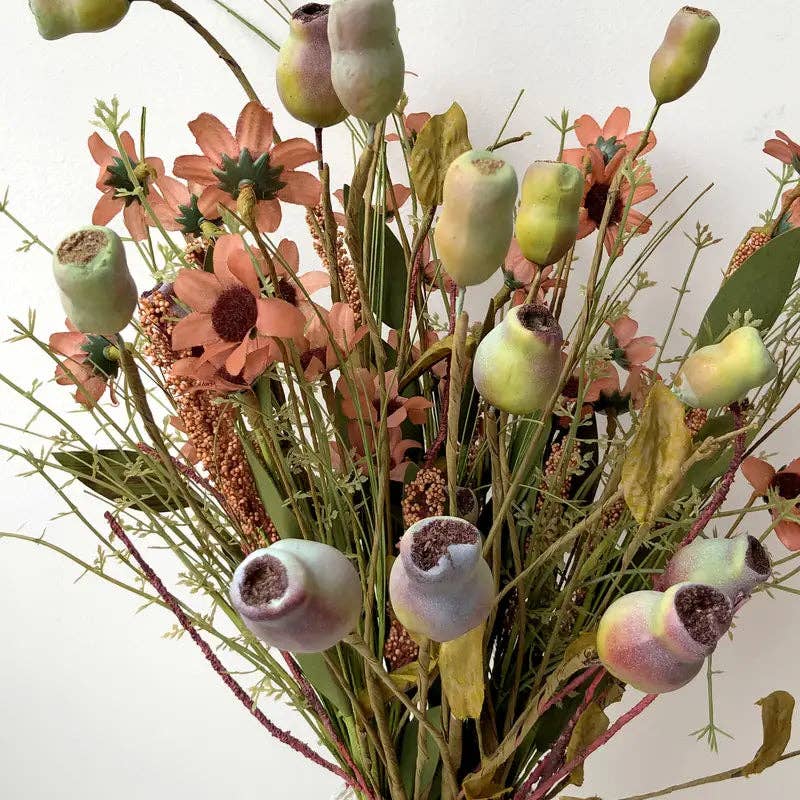 Huis Van Merken - Vente Fleurs artificielles - Fleurs d'automne 4-Pack : Centre de table décoratif d'automne artificiel beige rose1