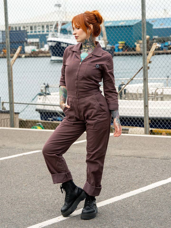 Rebel Romance – wholesale Jumpsuit – Women's – Rebel Romance Plum Mocha Boiler Suit4