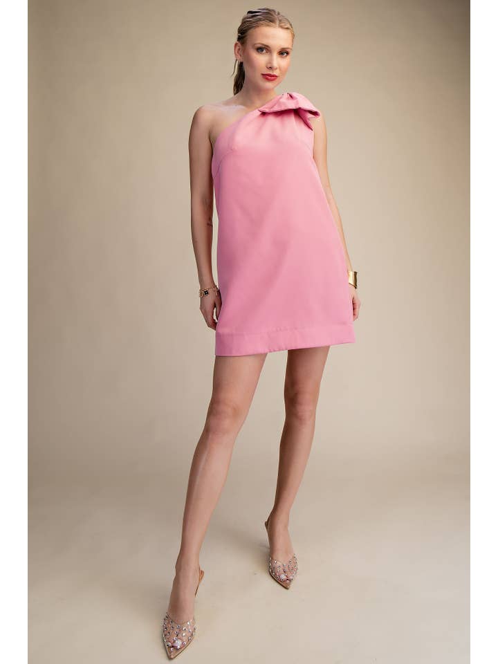 Glam - Wholesale Dress - Women's - Bow One Shoulder Mini Dress6