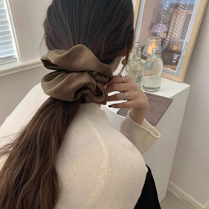 LadyJuneAccessories - Wholesale Scrunchie - Women's - Oversized Satin Scrunchie - Soft Silk Hair Tie for Women