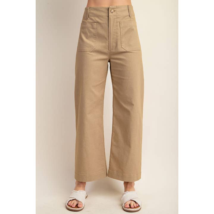 Stretchy Denim-Like Fabric Ankle Cropped Pants for wholesale by BNS