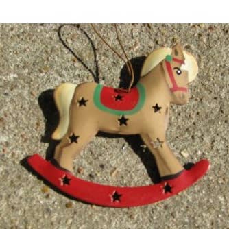 OR-346 Rocking Horse Metal Ornament for wholesale by Nannie and B's Crafts