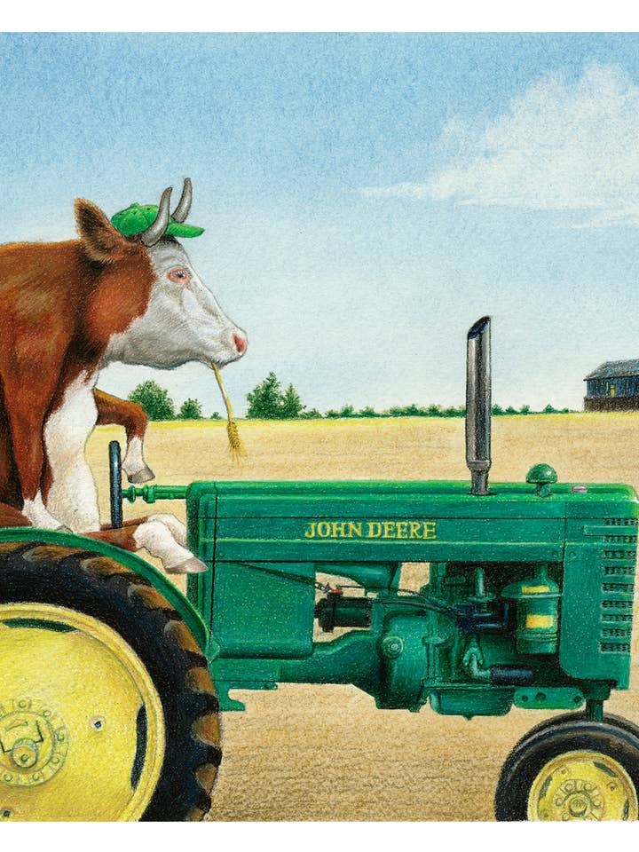 Impresión artística (5x7, enmarañada a 8x10): Tractor de conducción de toros para venta al por mayor de Colin Hayes Art