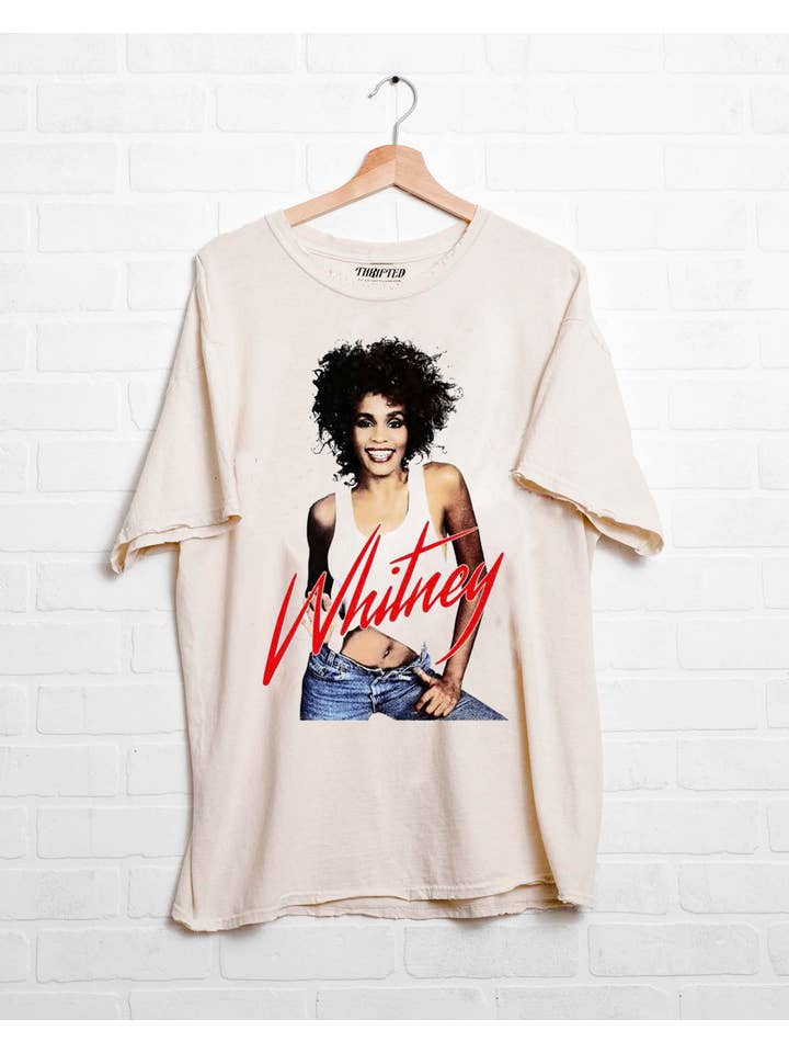 LivyLu - Wholesale Screen Printed T-Shirt - Unisex - Whitney Houston Self Portrait Off White Thrifted Graphic Tee