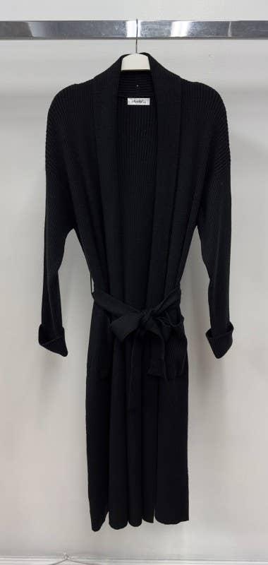 VENTI6 – Großhandel Strickjacke – Damen – LANGER STRICK-CARDIGAN MIT TAILLENBINDUNG UND TASCHEN (N7175)1