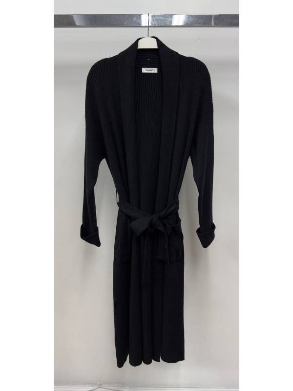 VENTI6 – Großhandel Strickjacke – Damen – LANGER STRICK-CARDIGAN MIT TAILLENBINDUNG UND TASCHEN (N7175)1