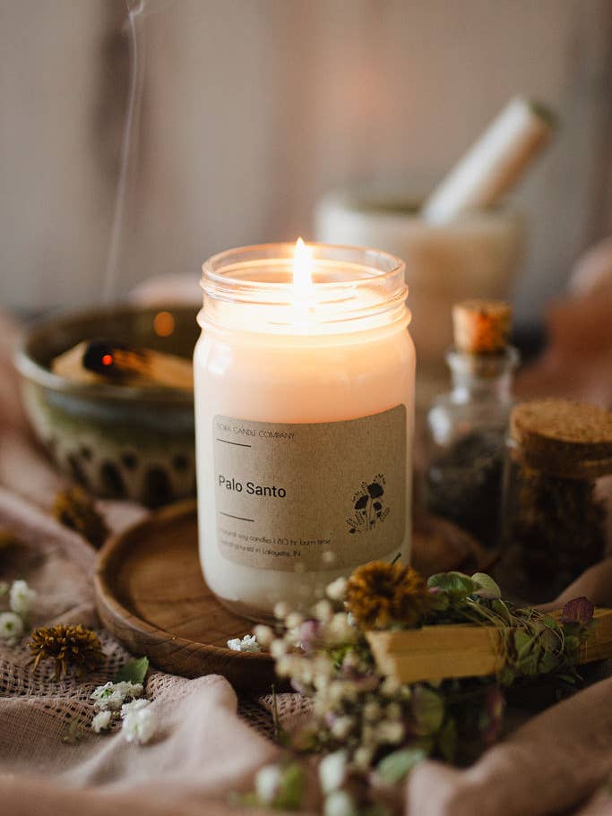 Palo Santo 12 oz Candle for wholesale by Flora Candle Company