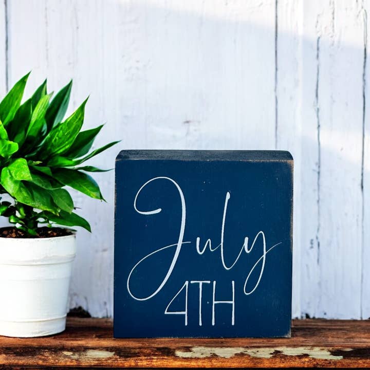 July 4th - Rustic Wood Patriotic Sign Summer Decor 2025 for wholesale by Inkwood Crafters