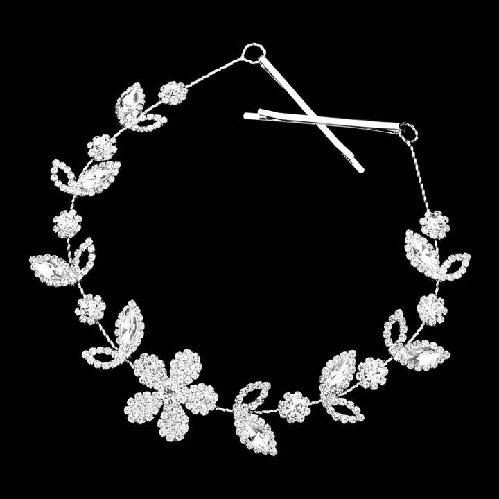 Sensibling Corp. - Wholesale Fashion Headband - Women's - Marquise Stone Accented Flower Bun Wrap Headpiece3