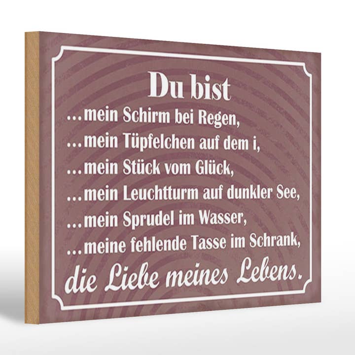 Wooden sign saying 20x30 cm You are the love of my life for wholesale by Femer