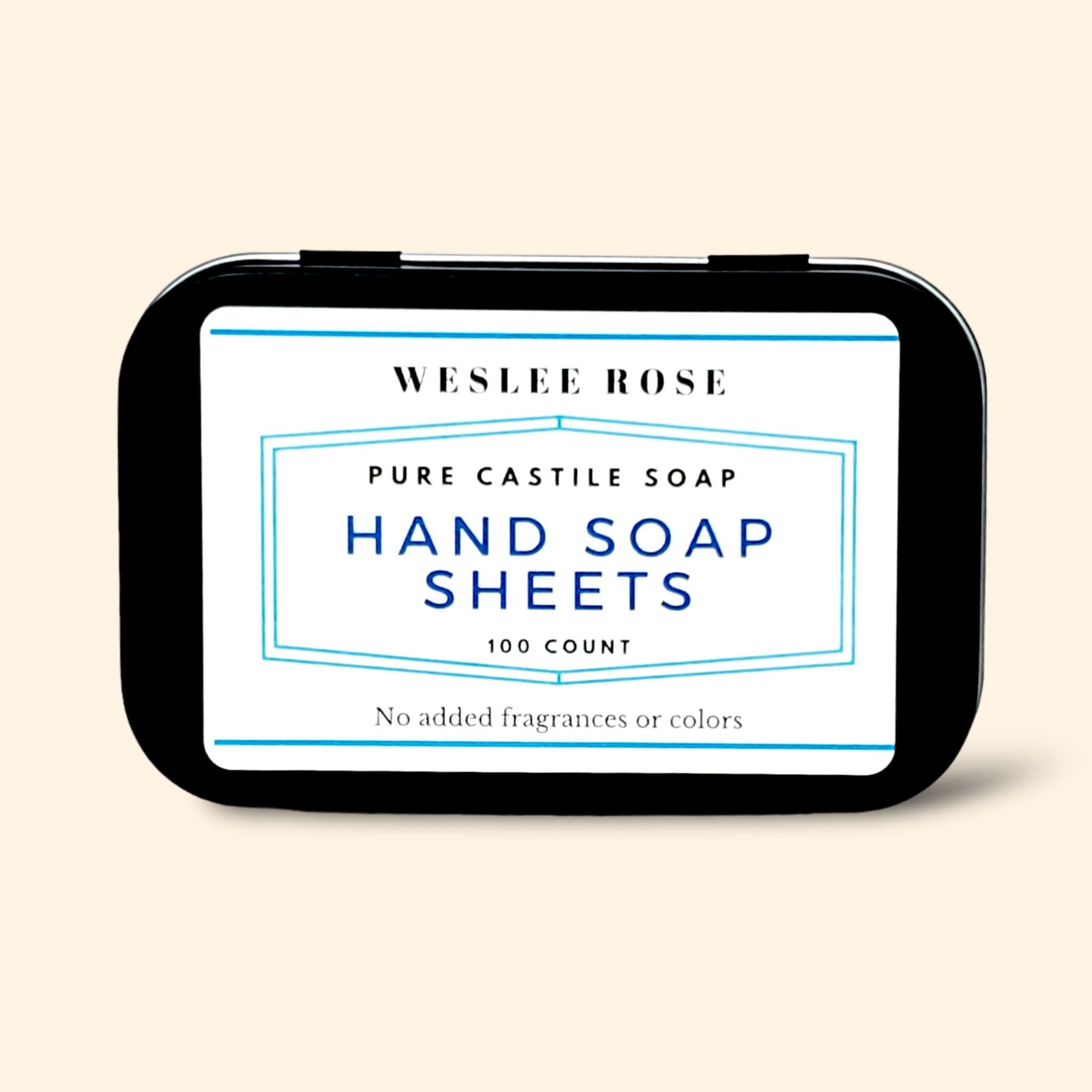 Weslee Rose – wholesale Handtvål – Weslee Rose handtvålark för resan, 100 ark i metallaskar5