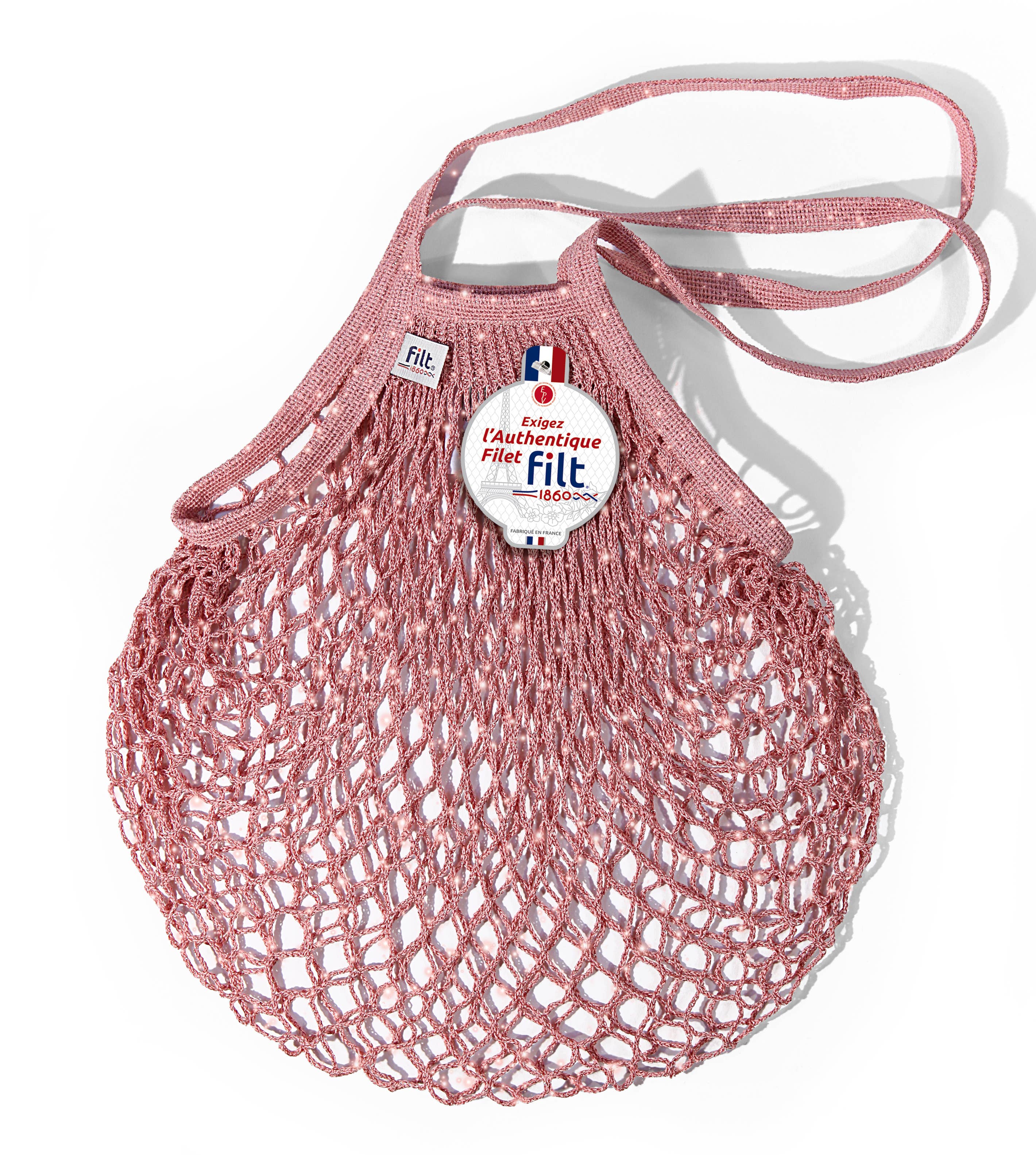 Filt1860 - Wholesale Grocery/Shopping Bag - Net shopping bag Layette paillettes long handles 0