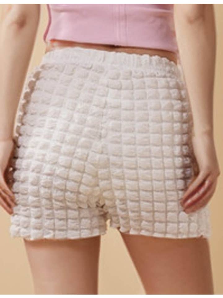 White Ladies Solid Color Ruched Elastic Waist Mini Hot Shorts for wholesale on Faire