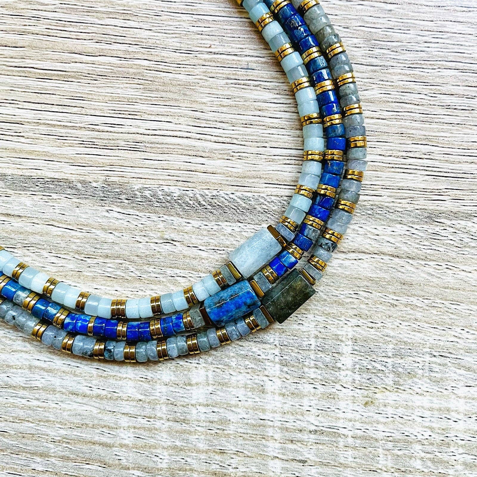 YSIE – wholesale Pärlband/Pärlhalsband – Jane Amazonite Hematit guldpläterat halsband2