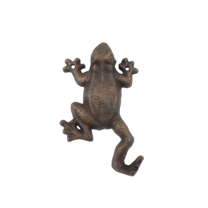 Rustic Copper Cast Iron Frog Hook 6" for wholesale by Hampton Ironworks