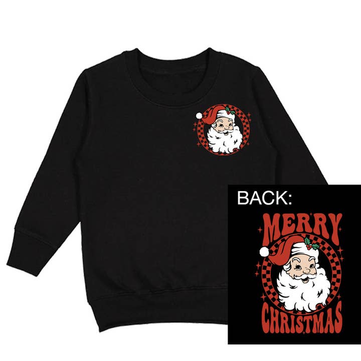 Merry Christmas Crew Sweatshirt, sort (småbørn, unge, voksne) for engroshandel hos Micro Me