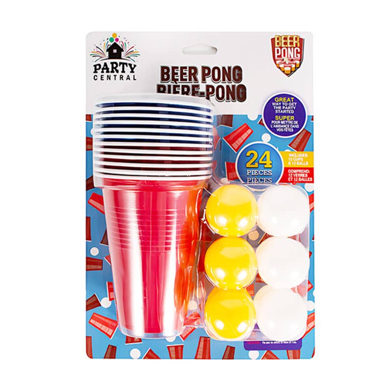 Deluxe Import Trading - Wholesale Party Favor - Party Central Recreational Ping Pong Balls & Cups 24pk 12+120
