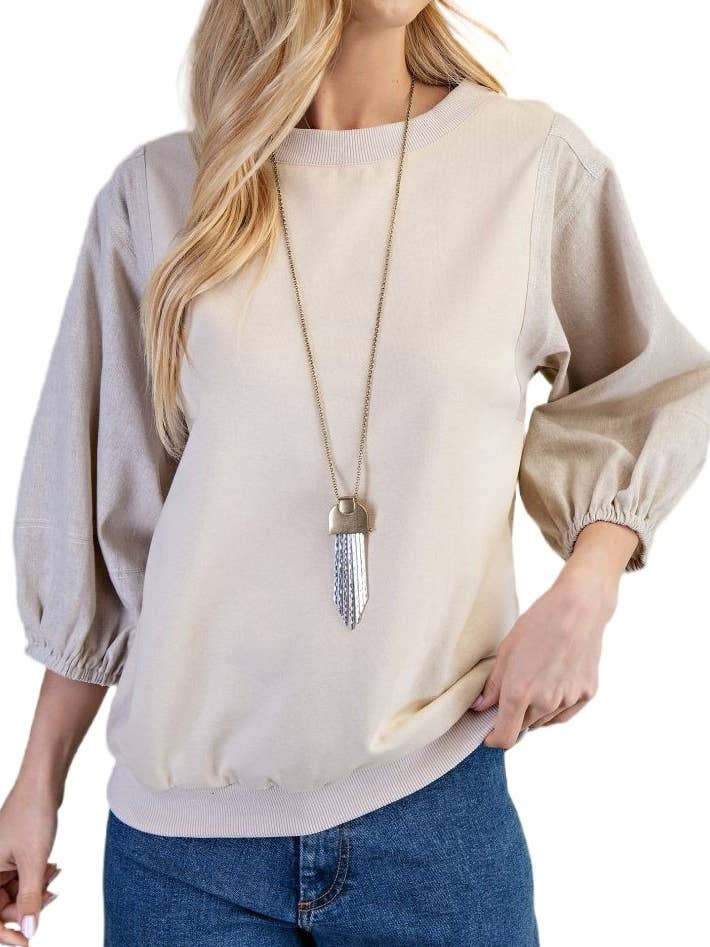 Mixed Fabric Top for wholesale by Vanilla Monkey