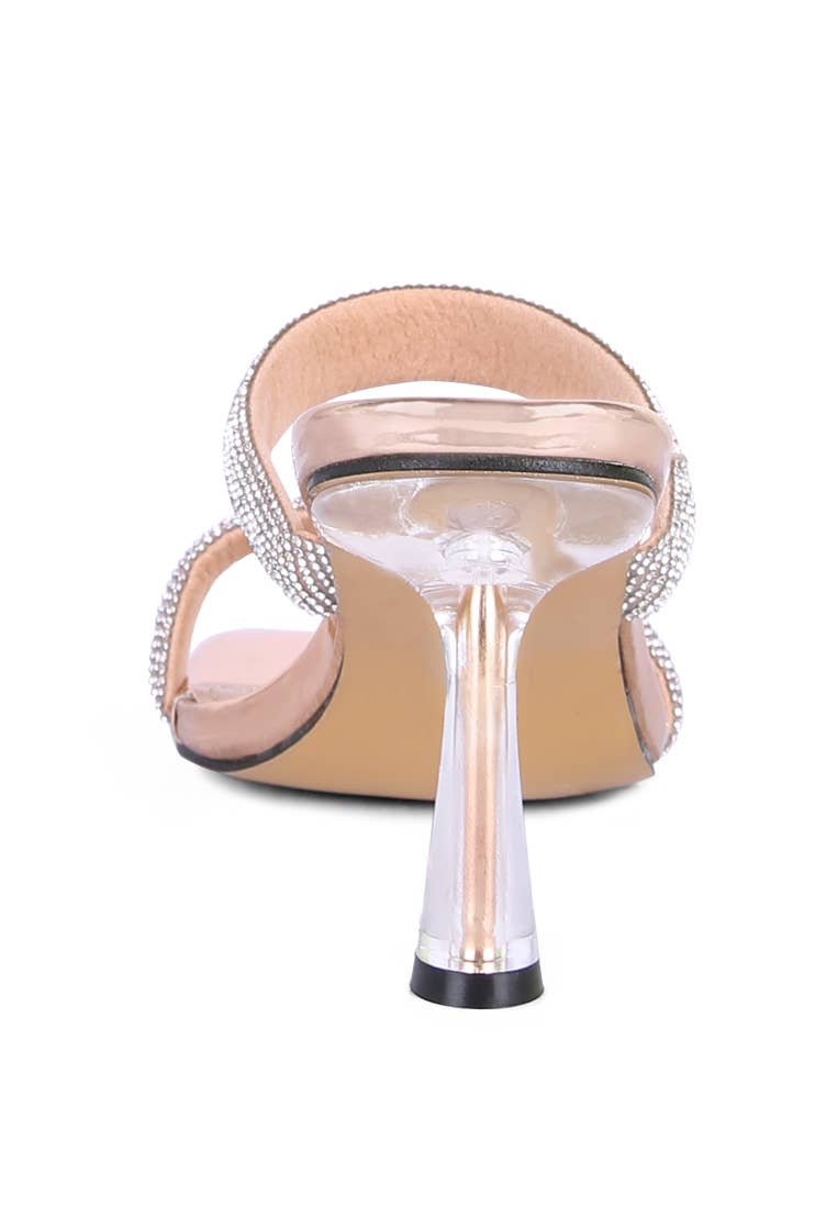 Rag Company - Wholesale High Heels - Women's - DOLLS DIAMANTE MID HEEL SLIDE SANDALS10