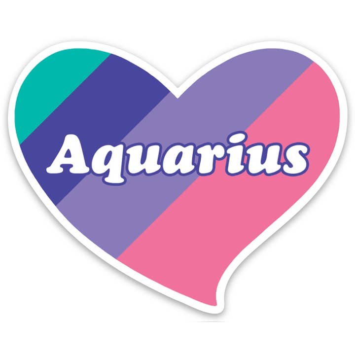 Aquarius Heart Die Cut Sticker for wholesale by THE FOUND