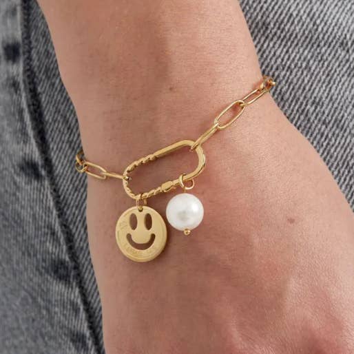 Smiley stainless steel bracelet for wholesale by Sansira Jewelry