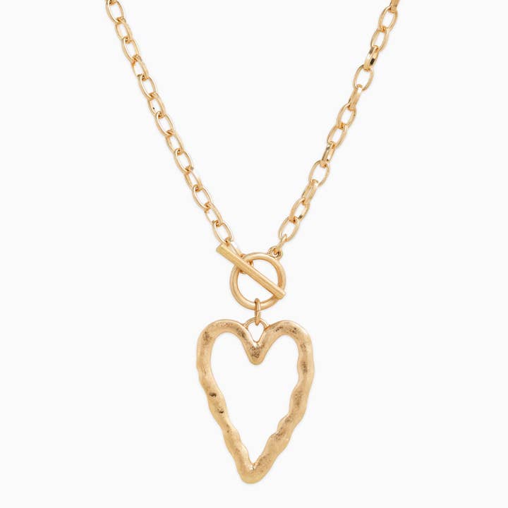 Sessori - Wholesale Pendant/Charm Necklace - Large Hammered Heart Toggle Necklace0