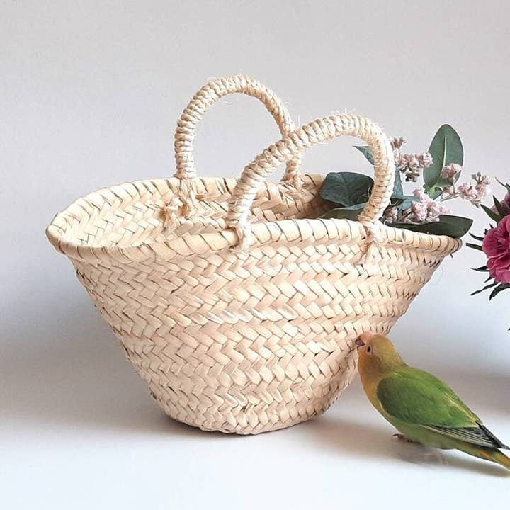 Sac en paille/Panier à fleurs rustique/Petite fille à fleurs pour la vente par HandmadeBestSeller