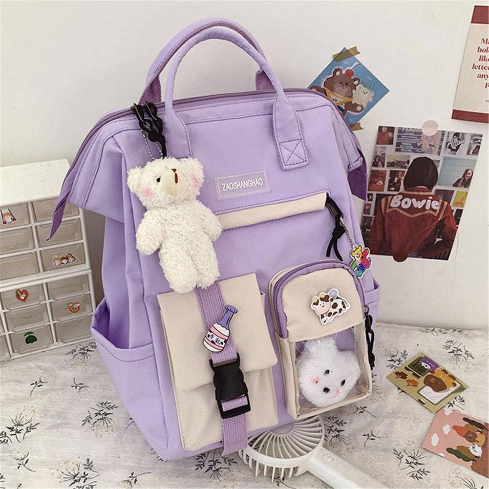 2021 Preppy Purple Backpack Women Waterproof Candy Colors Backpacks Fancy High School Bags for Teenage Girl Cute Travel Rucksack for wholesale on Faire5