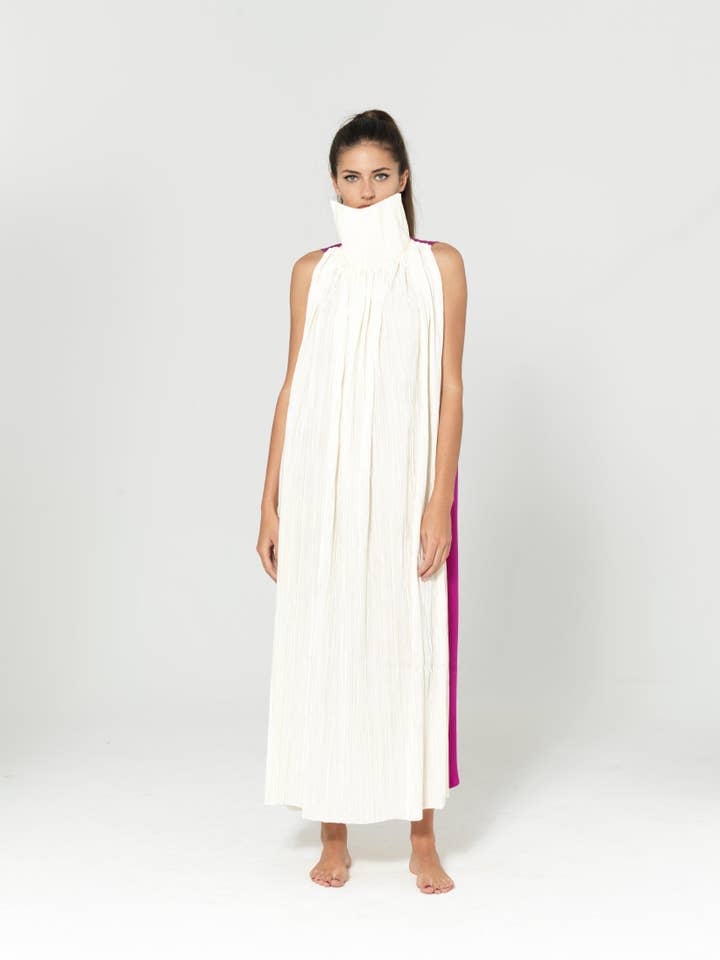 SILKE DOBBELT STOF 'LENA' KJOLE for engroshandel hos A MOI PARIS