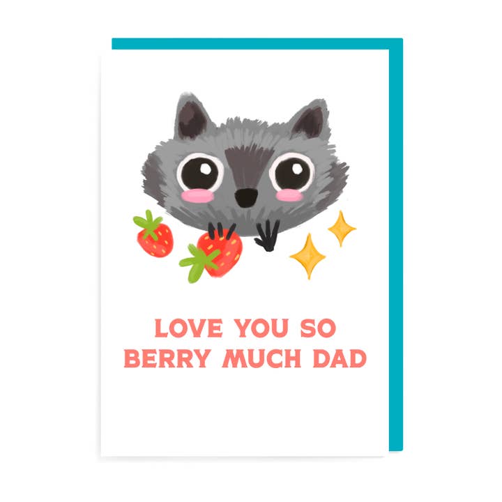 Berry Cute Raccoon Card for wholesale by URGHH Card Co.