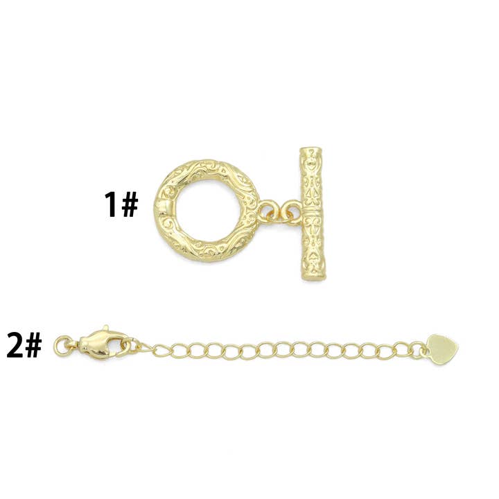 Gold Hammered Toggle Clasp, Lobster Clasp, Sku#Y1045 for wholesale by BestBeads&Beyond