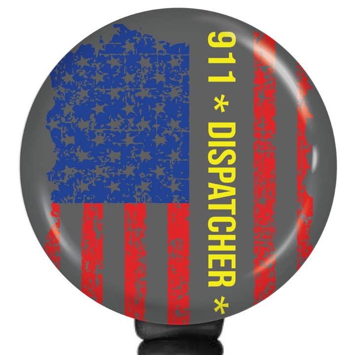 911 Dispatcher Badge Reel Emergency ID Name Tag Holder Clip for wholesale by Bella Badge Designs