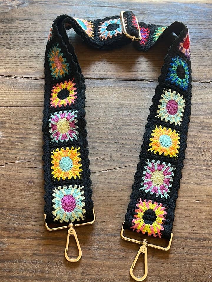 Correa de hombro para bolsa con base negra de encaje de algodón para venta al por mayor de LARA UNDICI ACCESSORI SRLS