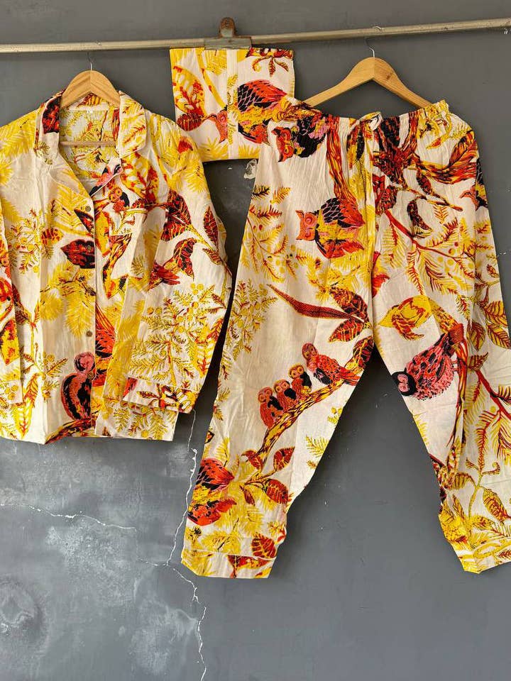 Cotton Pants Shirt Set Indian Pajama Set Block Print PJ Sets for wholesale by bhavnas boutique