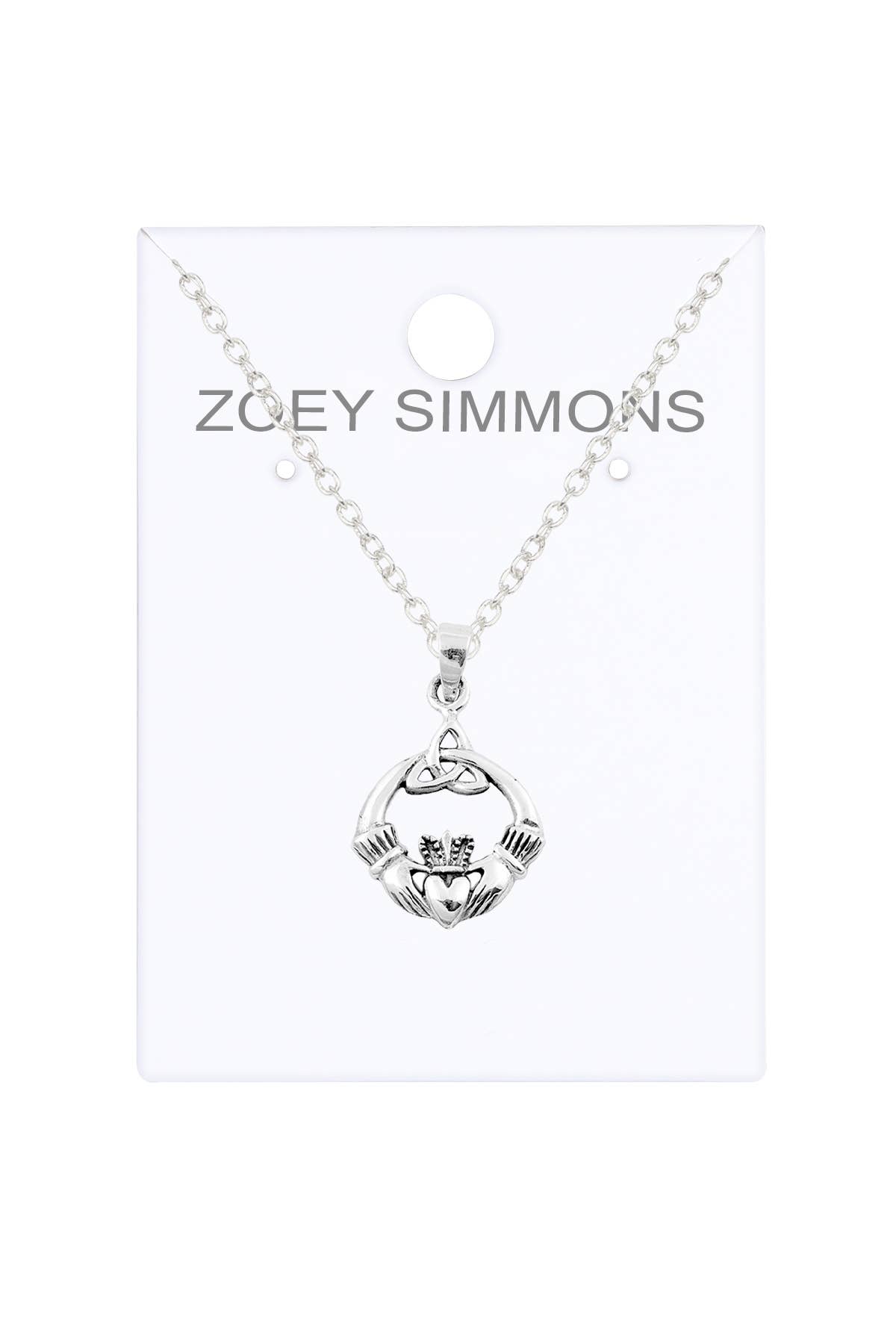 Zoey Simmons – Großhandel Kette mit Anhänger/Charm – Halskette mit irischem Claddagh-Anhänger - SF1