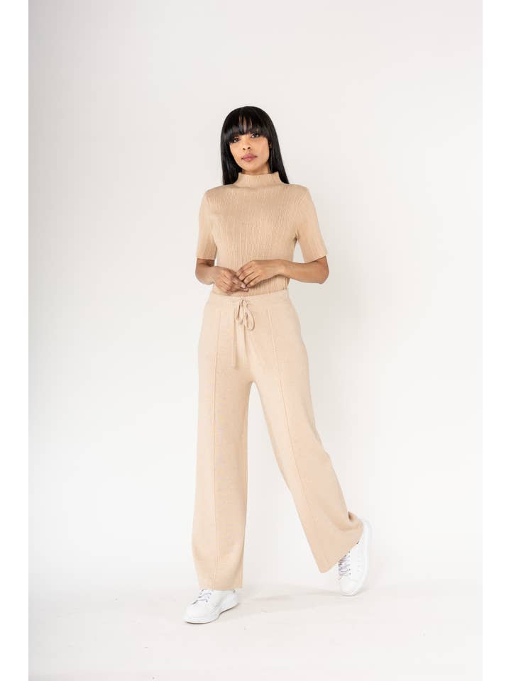 Nina Carter - Wholesale Pants - Women's - F025 Flared Cocooning Comfort Knit Trousers