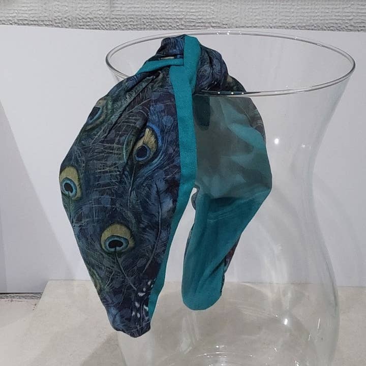 Bee my Oyster - Wholesale Fashion headband – women's - Hairband Liberty of London Peacock Feather Cotton Fabric Bes5