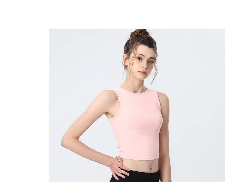 Pink Open Back with Tie String Cropped Active Top for wholesale on Faire4
