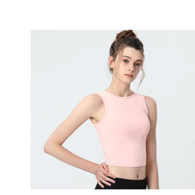 Pink Open Back with Tie String Cropped Active Top for wholesale on Faire4