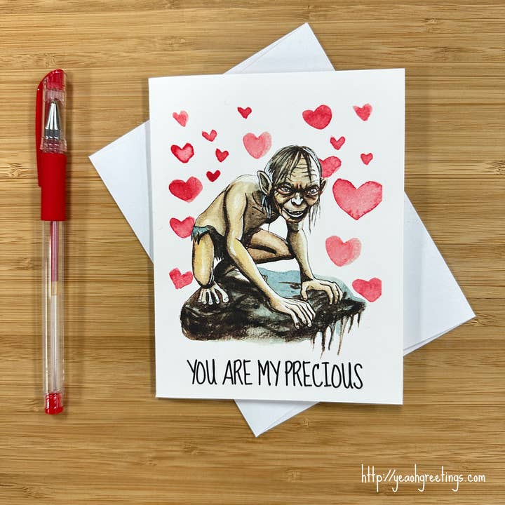 Gollum 'My Precious' Love Card, Fantasy LOTR Valentines Card for wholesale by Yeaoh! Greetings