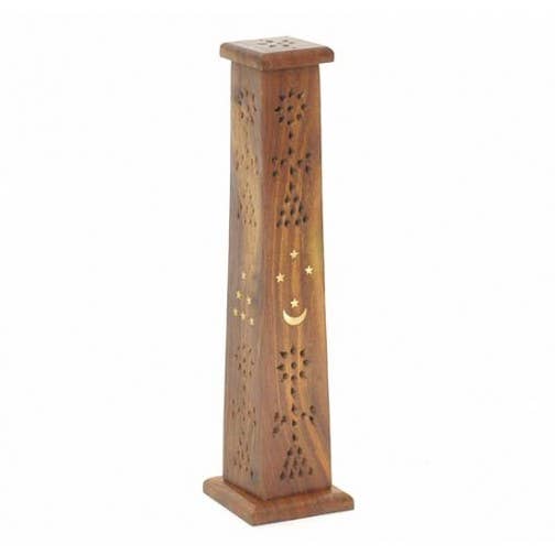 Incense Burner, Wooden Moon Stars Decorative Holder Tower for wholesale by Liv Rocks